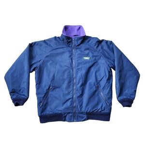 Vintage LL Bean Warm Up Jacket Womens Large Blue‎ Fleece Line Purple USA Made